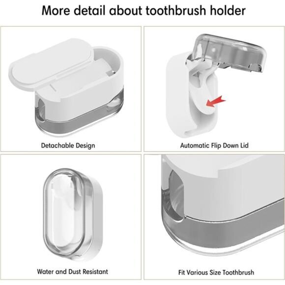 Travel Toothbrush Head Covers Toothbrush Protector Case Wall Mounted Organizer - Picture 5 of 7